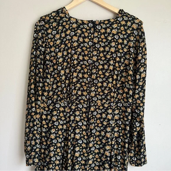 Vintage Diana Marco Fall Floral Long Sleeves Dress Size 14 - Picture 3 of 9